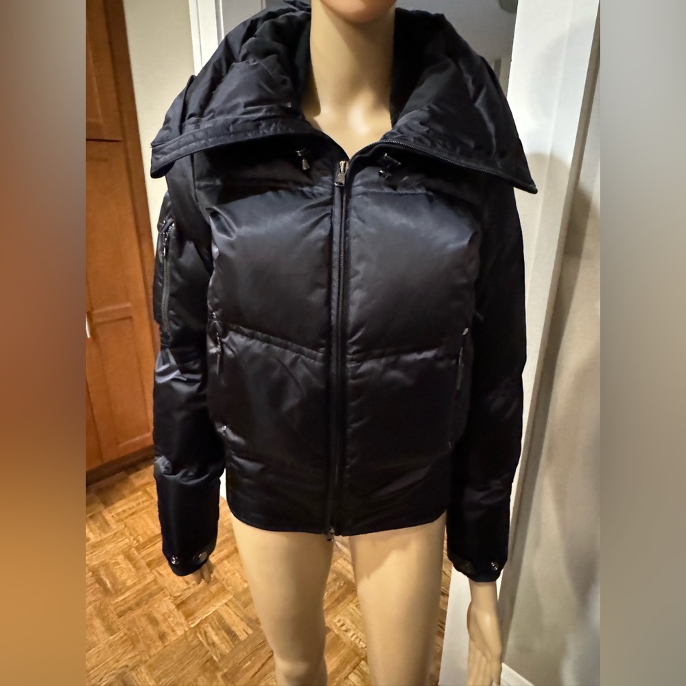 Luxurious black satin-effect RLX puffer ski jacket, Medium